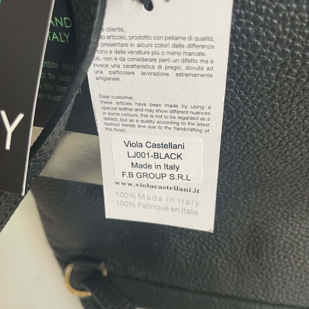 VIOLA CASTELLANI  beautiful Italian Black Leather Backpack Bag NWT. - Picture 8 of 8